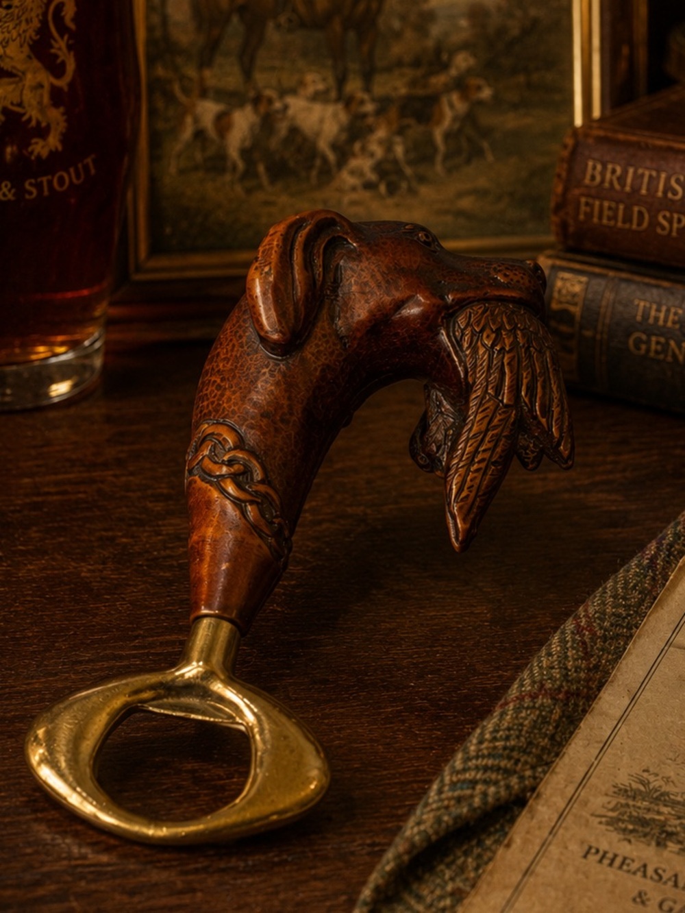 Vintage Hunting Dog & Pheasant Bottle Opener – Comoy’s Style